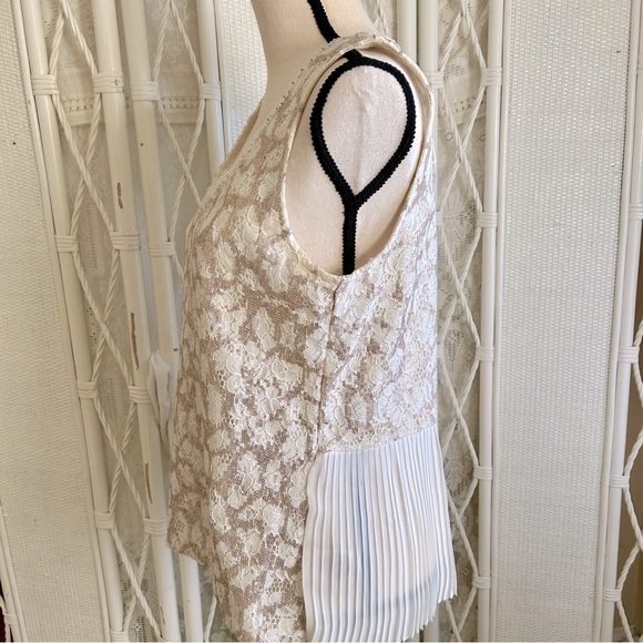 Anthropologie Top Meadow Rue Glimmer Lace Pleat Back Sequin Sleeveless Tank Med - Picture 6 of 16